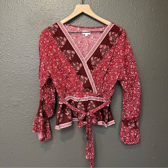 Pink Lily So Indecisive Floral Dark Red Blouse - Picture 2 of 9